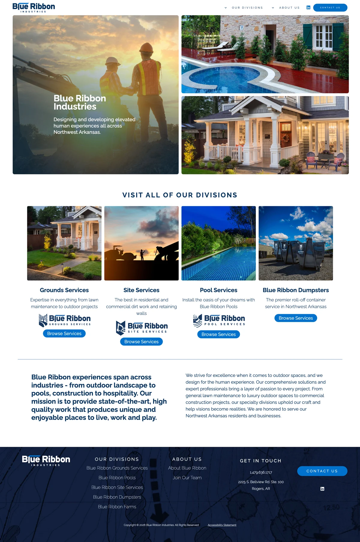 Blue Ribbon Industries full website screenshot